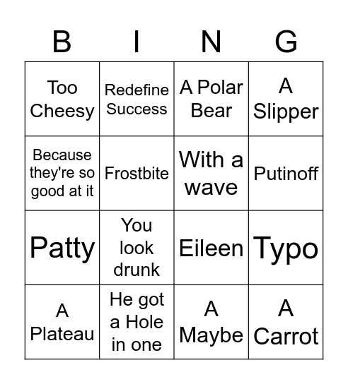 Team Social Bingo Card
