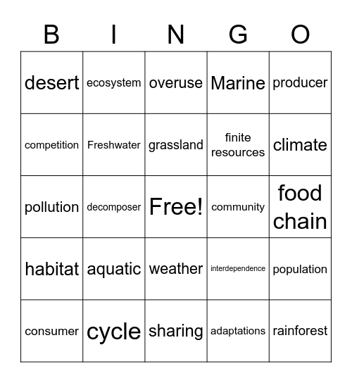 How We Share Our Planet Bingo Card
