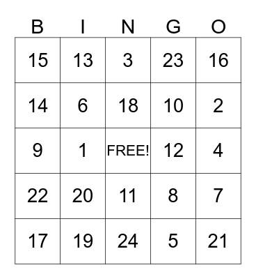 Winter Wonderland Bingo  Bingo Card