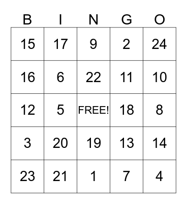 Winter Wonderland Bingo Card