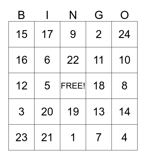 Winter Wonderland Bingo Card