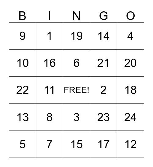 Winter Wonderland Bingo  Bingo Card