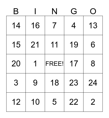 Winter Wonderland Bingo Card