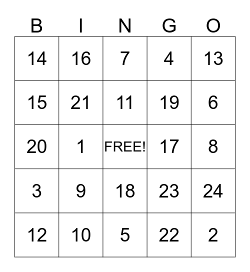 Winter Wonderland Bingo Card