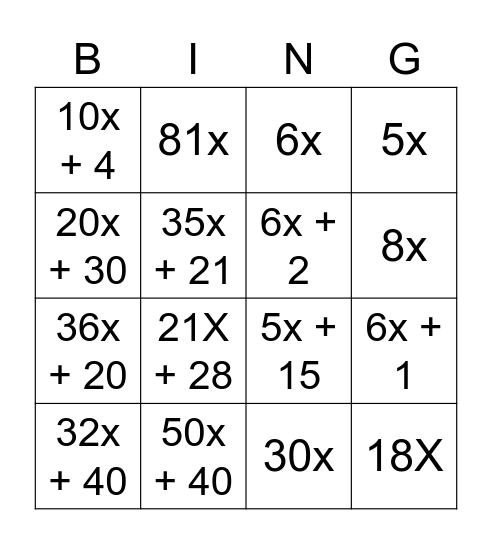 Ιδιότητες Πράξεων-Επιμερισμός Bingo Card