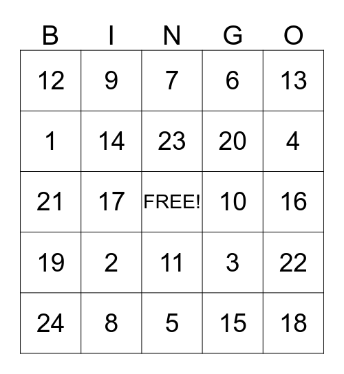 Winter Wonderland Bingo Card