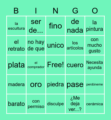 En el mercado Bingo Card