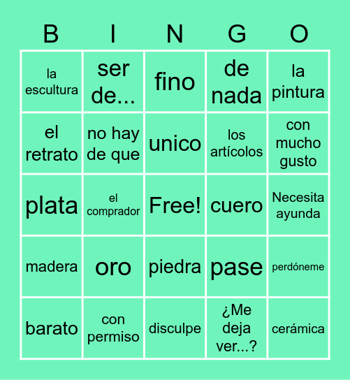 En el mercado Bingo Card
