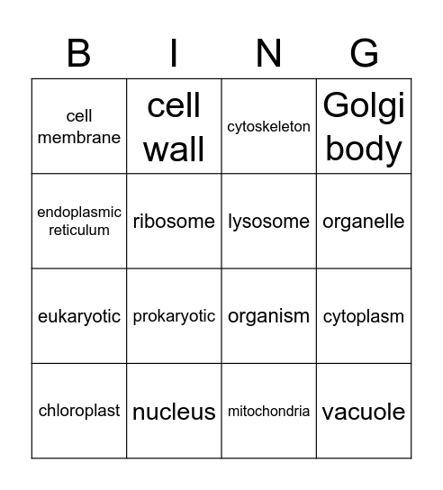 Cells Bingo Card