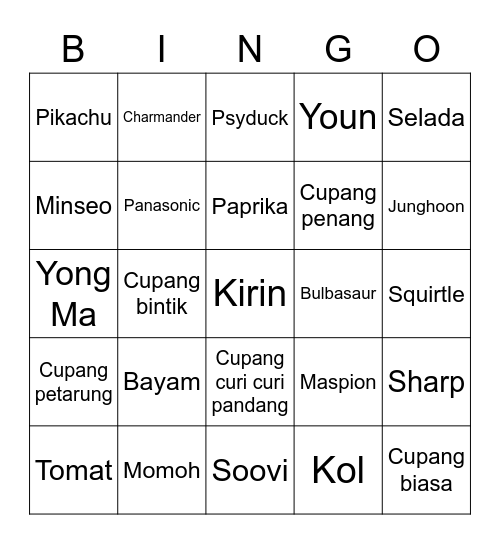 MINCEO Bingo Card
