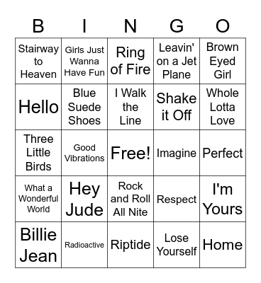 Music Bingo Card