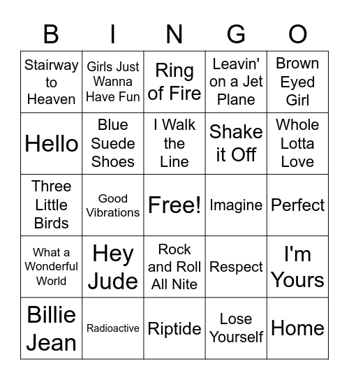 Music Bingo Card