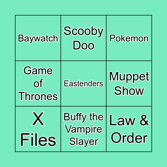 TV Theme Bingo Card