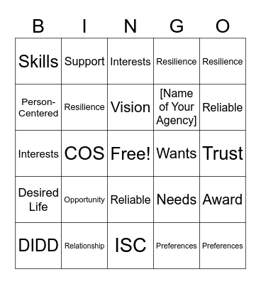 BINGO with TASC Bingo Card