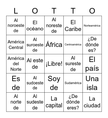 El Mundo Hispanohablante Bingo Card