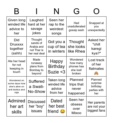 SWAZI KA SWAYAMWAR BINGO Card