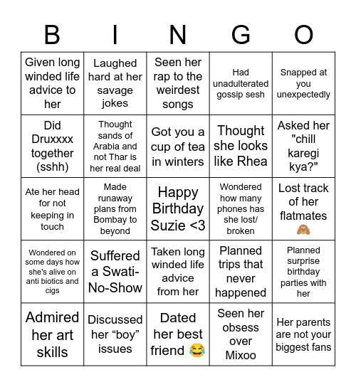 SWAZI KA SWAYAMWAR BINGO Card