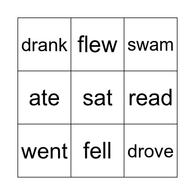 Irregular verbs Bingo Card
