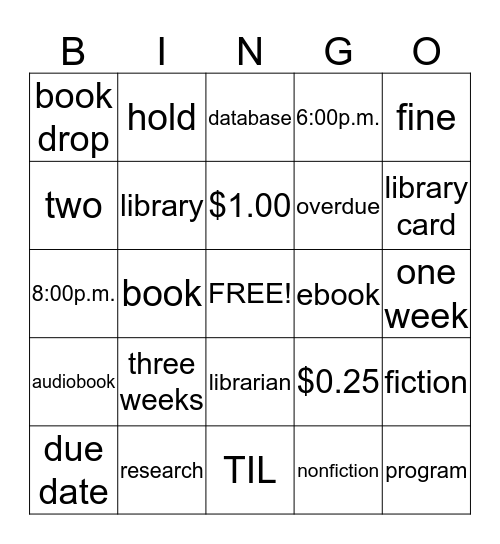 Back of the Yards Bingo Card