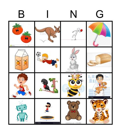 PRE-KIDS 2 UNITS 7 & 8 Bingo Card