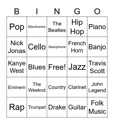 Music Bingo Card