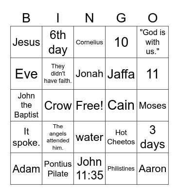 Bible Bingo Card