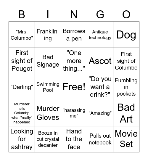 Columbo Bingo Card