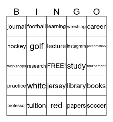 Bucky Bingo Card