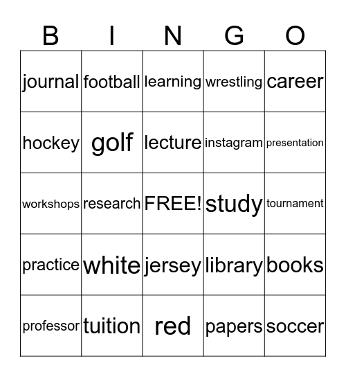 Bucky Bingo Card