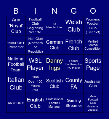 AFC NETLEY Bingo Card