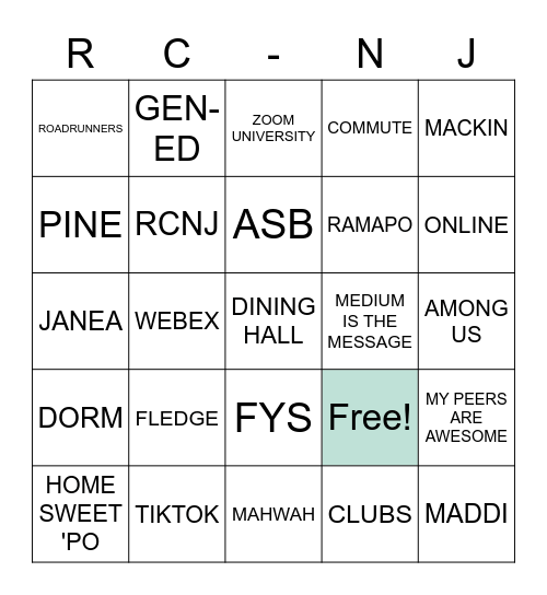 INTD101-29 BINGO Card