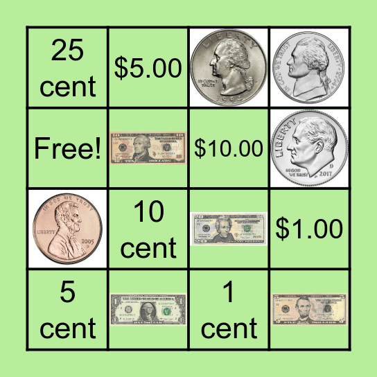 Money Bingo Card