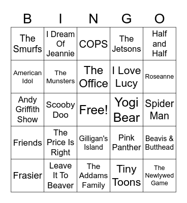 TV Theme Songs Bingo Card