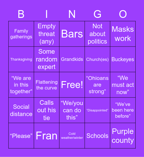 DeWeenie Bingo Card