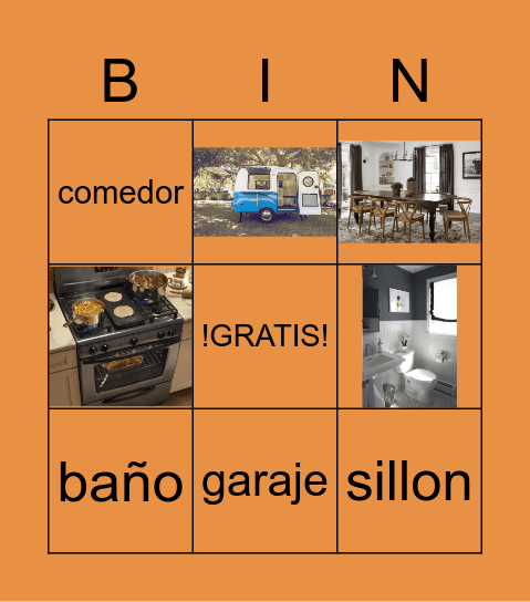 Vocabulario de hogares Bingo Card