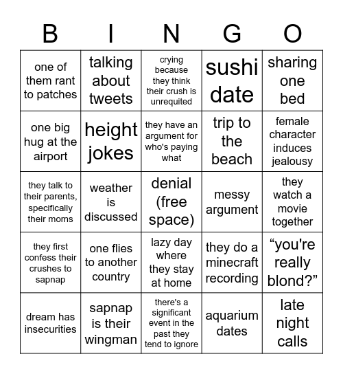 dnf fanfic bingo card Bingo Card