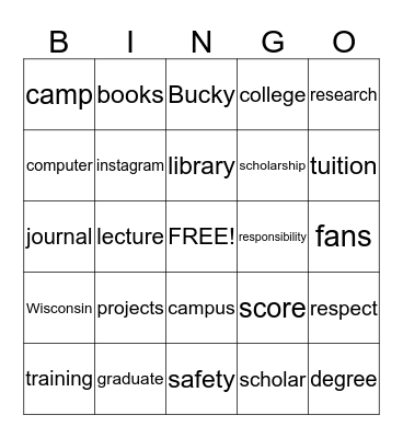 Bucky Bingo Card