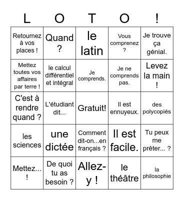 Ch. 2.2 French Bingo Card