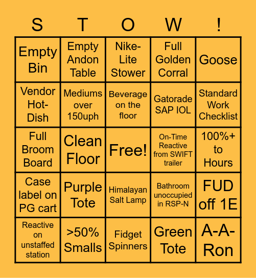 Bing-Stow Bingo Card