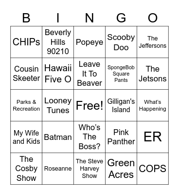 TV Theme Songs Bingo Card