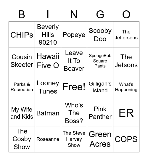 TV Theme Songs Bingo Card