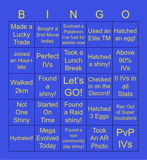 Community Day BINGO Card