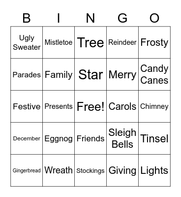 Holiday Bingo Card