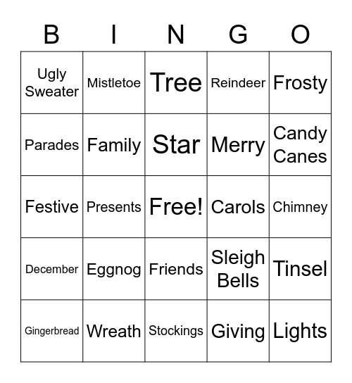 Holiday Bingo Card