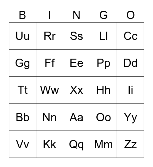 Alphabet Bingo Card