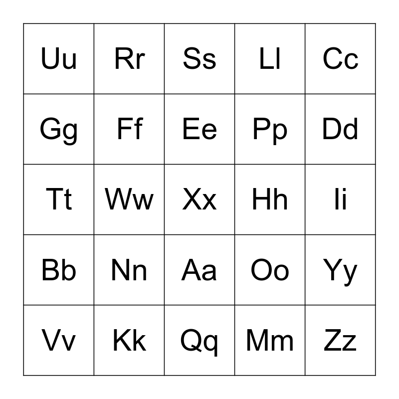 Alphabet Bingo Card