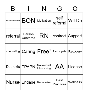 TPAPN BINGO PSP Bingo Card