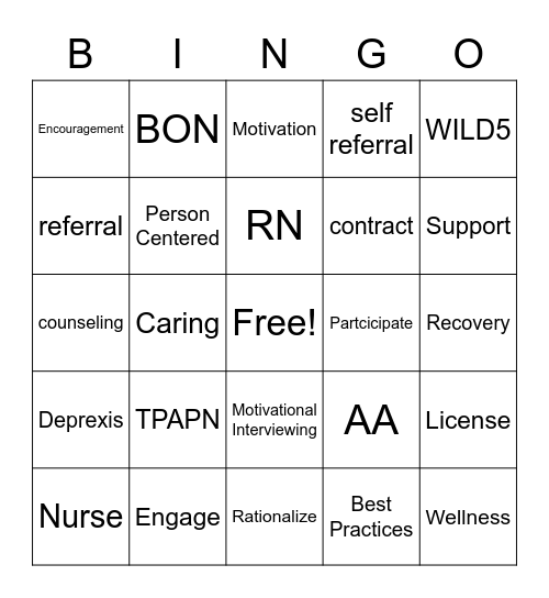 TPAPN BINGO PSP Bingo Card