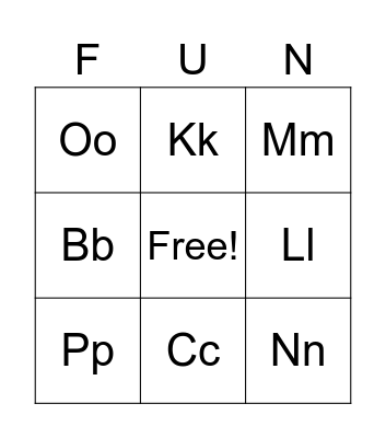 Letters Bingo Card