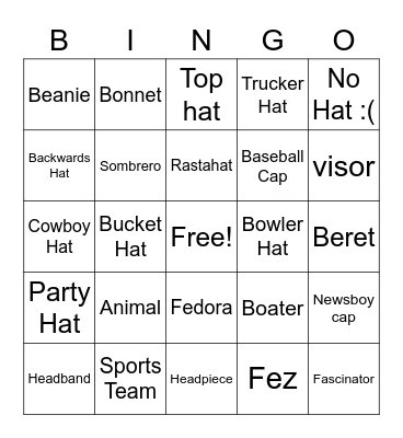 Hat's Off Bing Bingo Card
